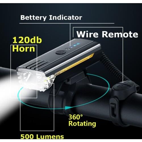 LED Bike Horn Light Speaker Front Remote Bicycle Light Lantern For Bicycle Cycling Bell Flashlight USB Rechargeable Lamp