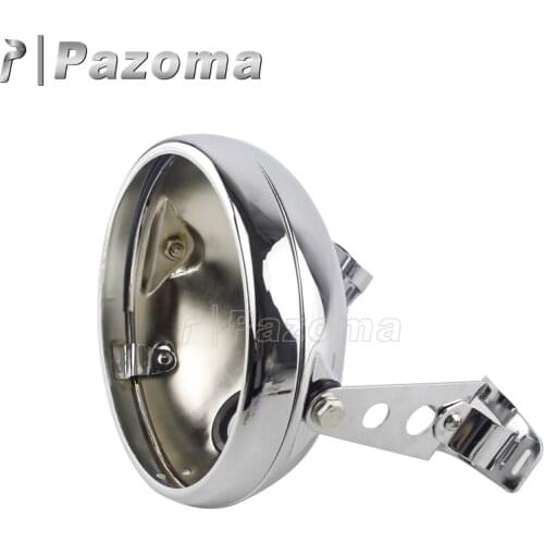 7" Motorcycle Projector LED Headlight Shells Chrome Head Lamp Housing Cover w/ Bracket Universal For Harley Honda Yamaha Suzuki