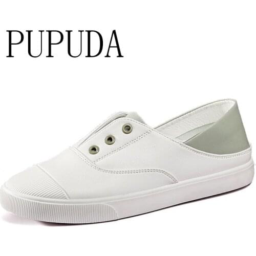 PUPUDA Women Casual Shoes Espadrilles Women Slip On Loafers Fashion White Flat Shoes Female Breathable Sport Canvas Sneakers