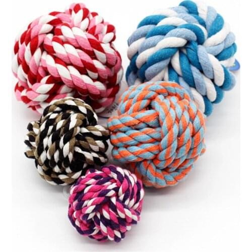 Rope Dog Toy Baby Dog Cat Toys Rainbow Durable Cotton rope Play Balls For Pets Toys