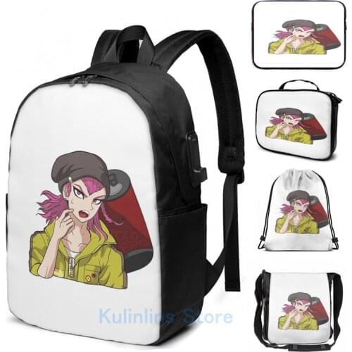 Funny Graphic print Kazuichi sticker USB Charge Backpack men School bags Women bag Travel laptop bag