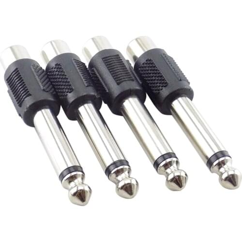 1/4in 6.35mm Male Plug to RCA Female Jack Speaker Connector RCA Plug Adapter to Stereo Jack 6.3 MM Male Plug Microphone