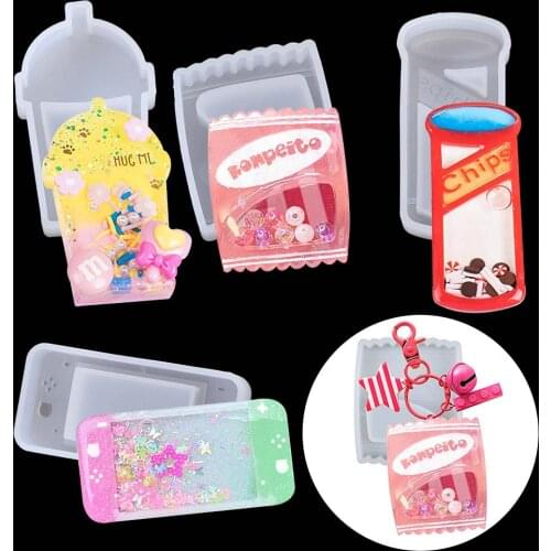 1PCS Hot Sell 4 styles Shaker Molds Quicksand Epoxy Resin Molds Silicone Mold Key Chain Charm Craft Pendant Tools