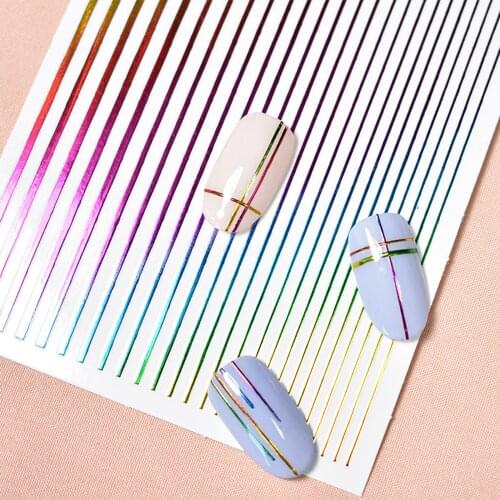 1PCs Nail Striping Decals Foil Tips Tape Line For DIY 3D Nail Art Tips Decorations Nail Foil Decals Set Sequins Nail Stickers