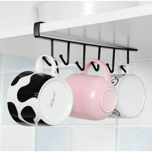1PC Six Cabinet Hook Wall Mounted Cabinets Rack Containers Kitchen Accessories Multi-Function Hanging Rack Kitchen Tools
