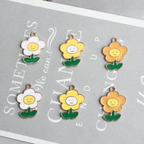 10pcs/lot Potted plants Enamel Charms Drop Oil Metal Flower Pendants Jewelry DIY Pendant Jewelry Making Golden Base