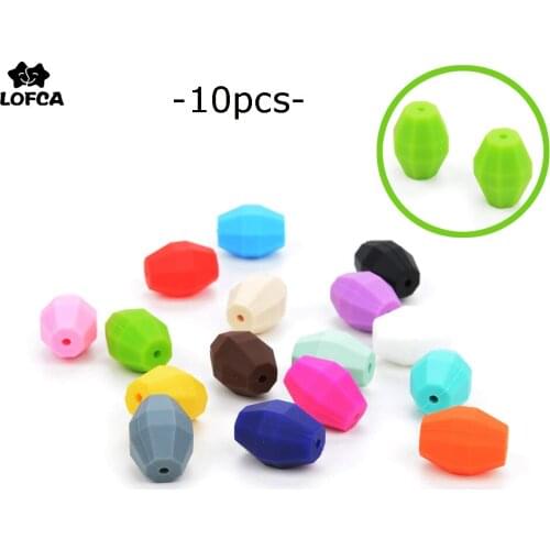 LOFCA 10pcs Baby Oak Barrel Teething Beads Geometric Shape Silicone Beads Food Grade Baby Chewable Teething Toys Jewelry DIY