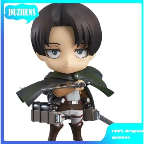 100% Original genuine Attack On Titan Levi Ackerman Q version figma PVC Action Figure Anime Figure Model Toys Figure Doll Gift