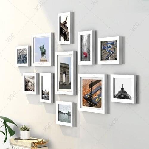 11Pcs/Set Natural Wood Picture Frames For Wall Hanging,Photo Frame Wall With Plexiglass Classic Wooden Frame For Photo Decor