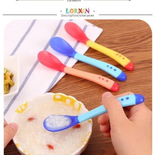 3 Colors Sensor Spoon For Children Boy Girl Baby Safety Temperature Sensor Silicone Spoon Feeding Baby Spoon Tableware Spoon