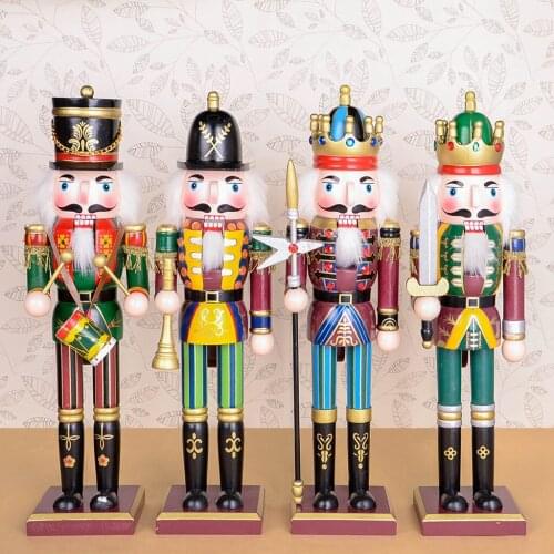 30cm Wooden Nutcracker Solider Figures Model Puppet Doll Toy Home Decor Ornaments Kids Adult Birthday Festival Gift Toys