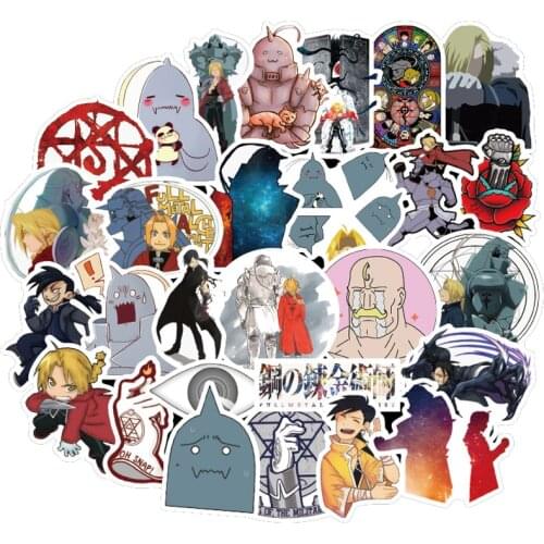 50PCS Japan Anime Fullmetal Alchemist Sticker For Luggage Laptop Skateboard Car Bicycle Backpack Decal Pegatinas Toy Stickers F4