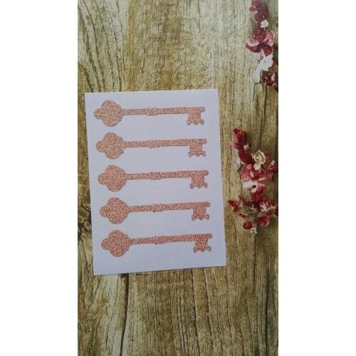 8x2cm Rose Gold Glitter Sticker seal - Cute old fashioned victorian keys