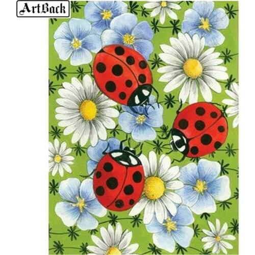 Full square / round drill 5d diy diamond painting ladybug flower 3d stick diamond embroidered crystal mosaic art insect