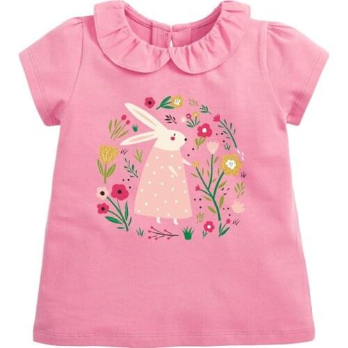 Bambino 2021 New Tees of Children 2-7 Years Pure Cotton T shirt for Kids Girls Pink Tops Clothing Baby Clothes Child Costume