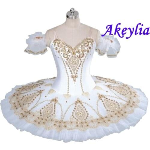 White Gold Fairy Doll Pancake Platter Performance paquita tutus Professional Tutu Women Classical Ballet Stage Costume Kids