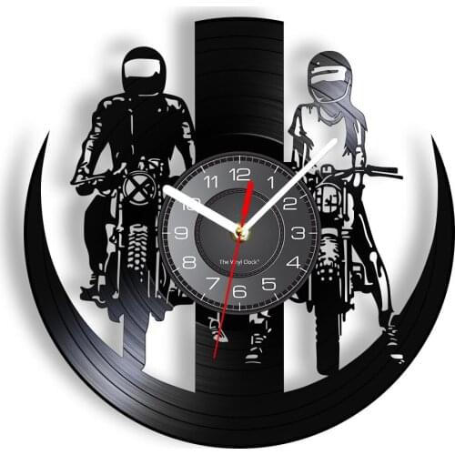Autocycle Riders Laser Cut Longplay Wall Clock Motocycle Scooter Loco Helmet Cool Wall Watch With LED Illumination Unique Gifts