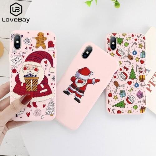 Lovebay Merry Christmas Cute Santa Deer Printed Cover For iPhone 11 Pro Max X XR Xs Max 6 6s 7 8 Plus 5 5s SE Soft TPU Cover