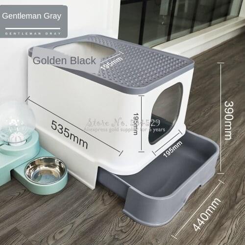 Cheap Fully Enclosed Cat Litter Box Large Anti-spatter Drawer Top Into Cat Toilet Deodorization Cat Supplies