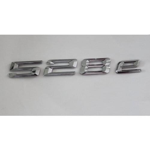 Chrome Shiny Silver ABS Number Letters Word Car Trunk Badge Emblem Emblems Decal Sticker for BMW 5 Series 528e