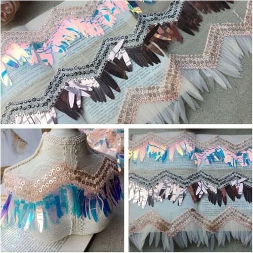 Exquisite Sequin Embroidery Fringed Lace Ribbon DIY Performance Clothing Dress Skirt Stitching Jewelry Home Curtain Material