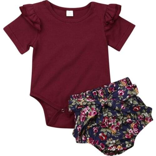 Newborn Baby Girl Clothing Set Summer Baby Bodysuits+Floral PP Shorts Infant Outfits Cute Toddler Girl Clothes 0-24m