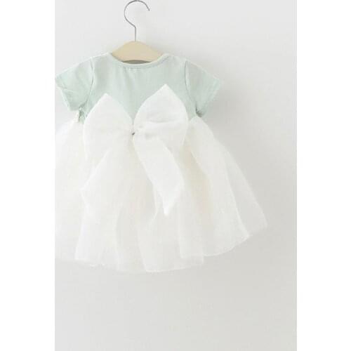Summer Baby Dress Cotton Bow Tie Skin Friendly Stylish Baby Girl Dress round neck short sleeves Baby Dresses 0-3 Years Old