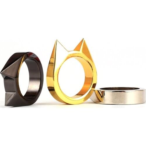 Multifunctional Ring Fashion Cat Ears Self-Defense Outdoor Products Ring Anti-Wolf Anti-thief Finger Buckle Ring Jewelry