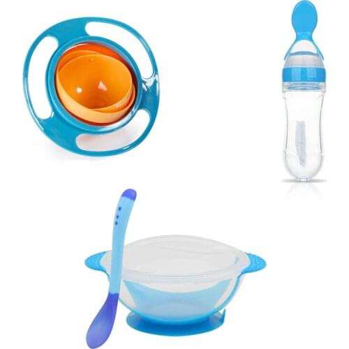 Baby Bowl Set Training Bowl Silicone Spoon Tableware Learning Dishes With Suction Cup Children Training Dinnerware