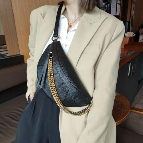 New Chain Fanny Pack Women Genuine Leather Waist Bags Luxury Brand Female Belt Chest Bag Fashion Ladies Shoulder Crossbody Bag