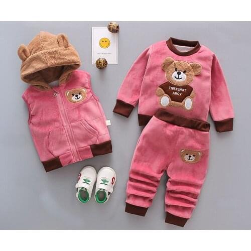 Baby Boys Clothes Autumn Winter Warm Baby Girl Clothes Kids Sport Suit Outfits Baby Clothing Infants Vest Sweater Trousers 3 Pcs