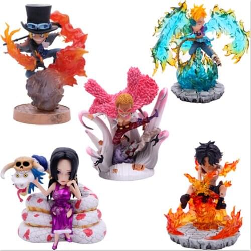 One Piece Donquixote Doflamingo Boa Hancock Portgas D Ace Sabo Marco PVC Action Figure Collectible Model Kids Toys Doll 10cm