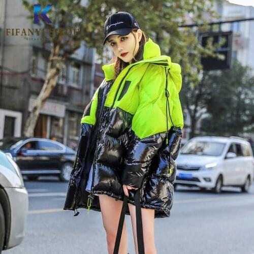 Parkas Women Winter Jacket Fashion Patchwork Hooded Coat Thick Warm Winter Coat Loose Plus size Overcoat Jackets Parka Female