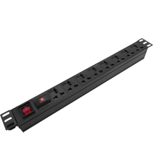 PDU Cabinet Power Distribution Unit Strip 8AC Universal Outlet 19inch Double Break Switch Overload Protection Extension Socket