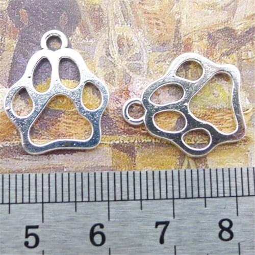 Paw Print Charm Pendants Jewelry Making Finding DIY Bracelet Necklace Earring Accessories Handmade 5pcs