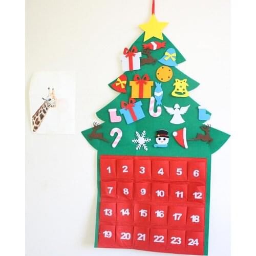 Christmas Advent Calendar Hanging Felt Xmas Countdown Calendar Decorations for Home Happy New year 2020 Decor