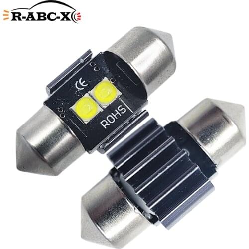 RUIANDSION 2X Canbus 28mm Led Festoon 400Lm 3535SMD 12V Car License Plate Light Auto Dome Reading Lamp White No Error C5W C10W