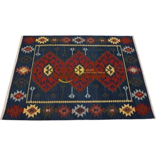 Handmade wool kilim rugs living room rug bedroon bedside blanket corridor Mediterranean style DX1BLUEgc131yg4