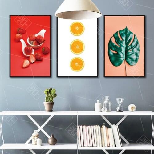 Modern Home Decoration Kitchen Poster Red Pink Strawberry Lemon Fruit Canvas Painting Hd Print Wall Art Picture for Living Room