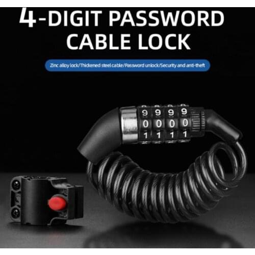 Spiral Lock Steel Cable Universal Protective Bicycle Lock Stainless Bicycle Lock Steel Password Portable Anti-Theft Chain Lock