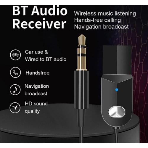 Universal Car Bluetooth Transmitter Bluetooth 5.0 Adapter with 3.5mm Audio Jack Wireless Music Handsfree Car Headphone Receiver