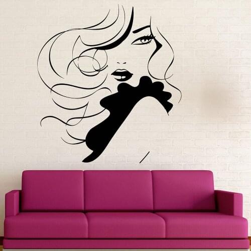 Beauty Salon Vinyl Wall Decals Woman Art Wall Stickers Home Decor Living Room Hair Salon Room Decoration Window Decors B514
