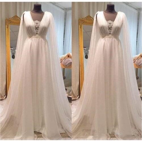 Vintage Bohemian Wedding Dresses 2021 Modest With Sheer Neckline A Line Lace Tulle Boho Country Bridal Gowns Vestidos De Noiva