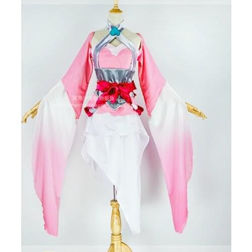 [STOCK] 2018 Game LOL Female Hero Janna Jade sword legend Cosplay Costume Full Set For Women Halloween Carnival Free Shipping