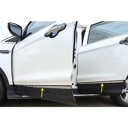 Car Sticker Protection Detector Stainless Steel Side Door Trim Stick Strip Molding 4pcs For Ford Kuga Escape 2017 2018 2019 2020