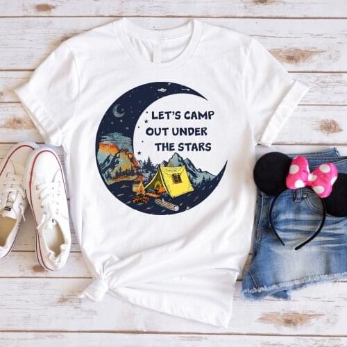 Camp Spirit Moont Print Harajuku Top Women T-shirt Casual Women T-shirt Girl Ladies Basic O-collar Short Sleeved ,Drop Ship