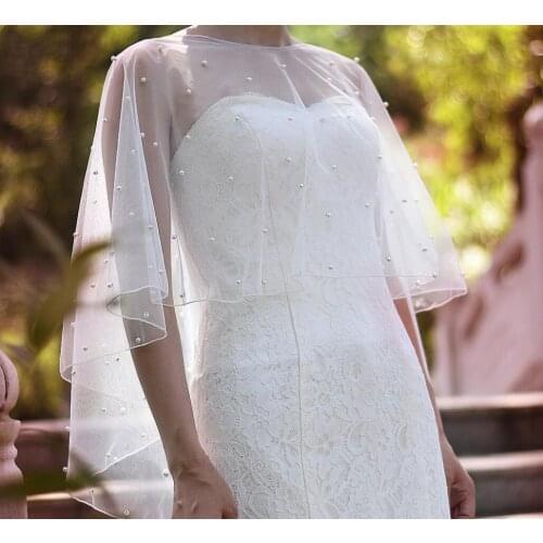 Wedding Accessories Bolero white Bridal Cloak black Pearls Wrap Wedding Cape Women Wrap Cape Evening Wrap Shawl custom size