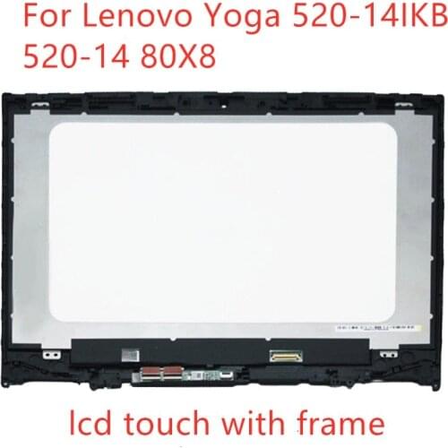 LCD replacement For Lenovo Yoga 520-14 80X8 520-14IKB 14" LCD Screen+Touch Digitizer Assembly with Frame 1366*768 or 1920*1080