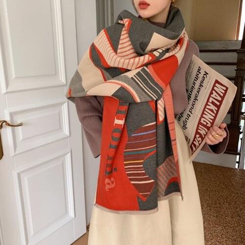 2021Winter luxury brand design women cashmere scarf soft double-sided jacquard print warm scarf shawl