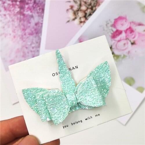 1PCS Lovely Unicorn Leather Glitter 2.8 Inch Bow Elastic Hair Bands Hairpins Dance Party Korean Hair Accessories For Baby Girl
